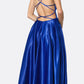 Juliet 687 Long Shiny Satin A-line Prom Gown with Pockets