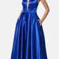 Juliet 687 Long Shiny Satin A-line Prom Gown with Pockets