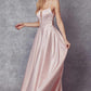 Juliet 687 Long Shiny Satin A-line Prom Gown with Pockets