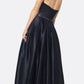 Juliet 688 Floor Length Shiny Satin A-Line Gown Beaded Belt with Pockets