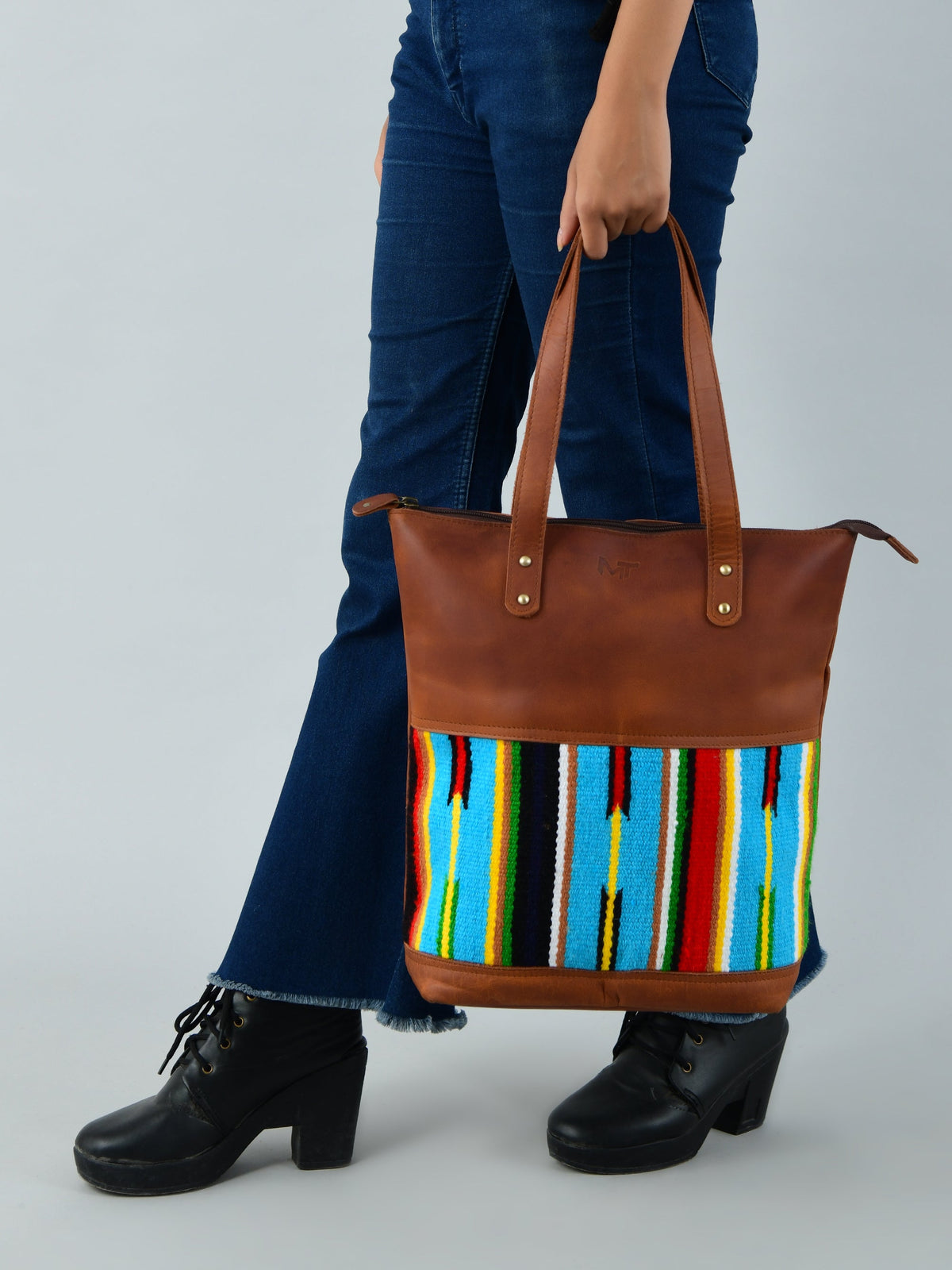 Bolso Tote de Piel Multicolor
