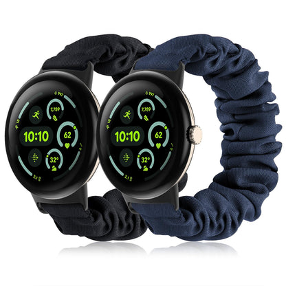 Tovimall Scrunchie Bandas elásticas compatibles con Google Pixel Watch 3 45mm Correa de reloj Correa de tela elástica Correas de reloj de repuesto elásticas para mujer (paquete de 2)