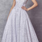 Juliet 692 Long Embroidered Lace Ball Gown Dress With Arm Band