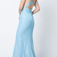 Juliet 695 Glitter Sheath Dress Floor Length Deep-V Neckline
