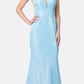 Juliet 695 Glitter Sheath Dress Floor Length Deep-V Neckline