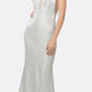 Juliet 695 Glitter Sheath Dress Floor Length Deep-V Neckline