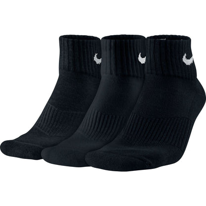 NIKE Calcetines de entrenamiento unisex Performance Cushion Quarter (3 pares) Negro/Blanco X-Grande