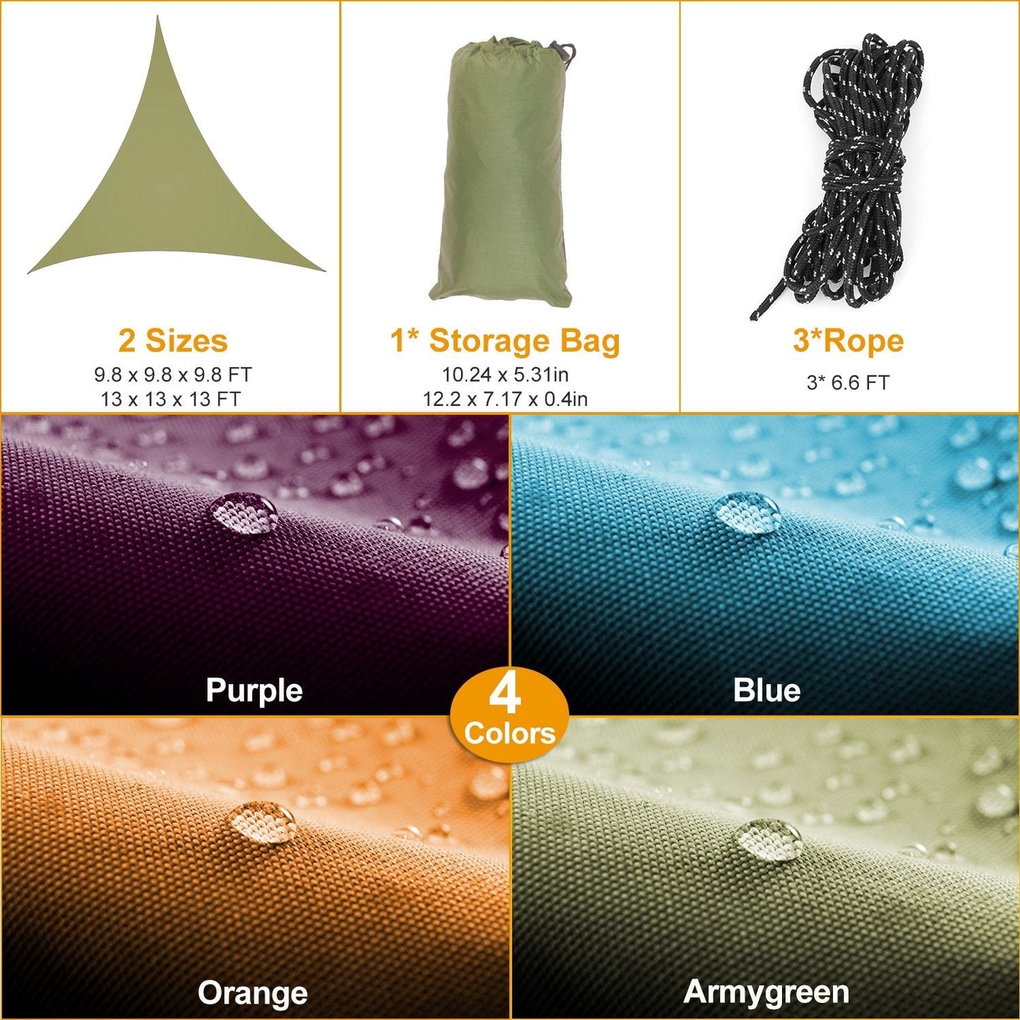 Toldo de Vela para Patio, Toldo de Sombra, Toldo de Camping, Vela de Protección Solar, Refugio Triangular para Parque Infantil de Guardería al Aire Libre
