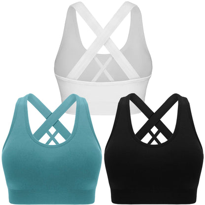 Sujetadores deportivos Double Couple para mujer, acolchados, de alto impacto, sin costuras, espalda cruzada, tops de entrenamiento, sujetador deportivo de gimnasio, talla L