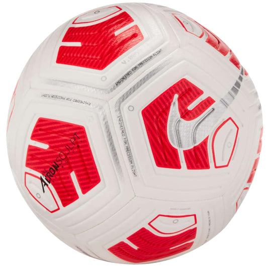 NIKE CU8062-100 Balón de Fútbol Recreacional Strike Team Unisex Adulto Blanco/Carmesí Brillante/Plateado Talla 4