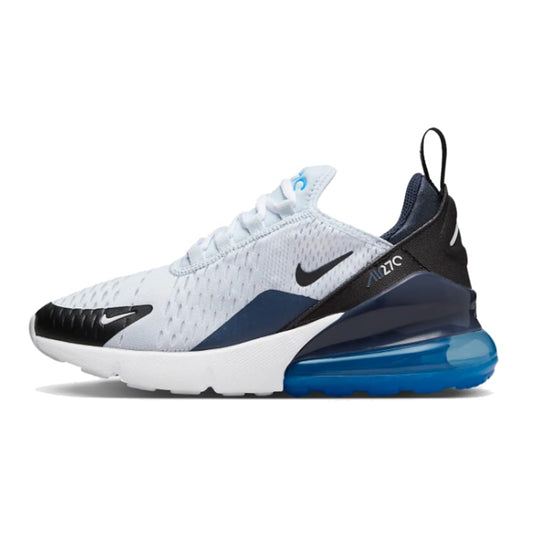 Zapatillas Nike Air Max 270 para niños grandes (943345-033 Football Grey/Thunder Blue/Photo Blue/Black) Talla 5