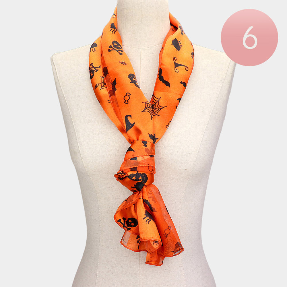 6Pcs - Halloween Pattern Print Scarf
