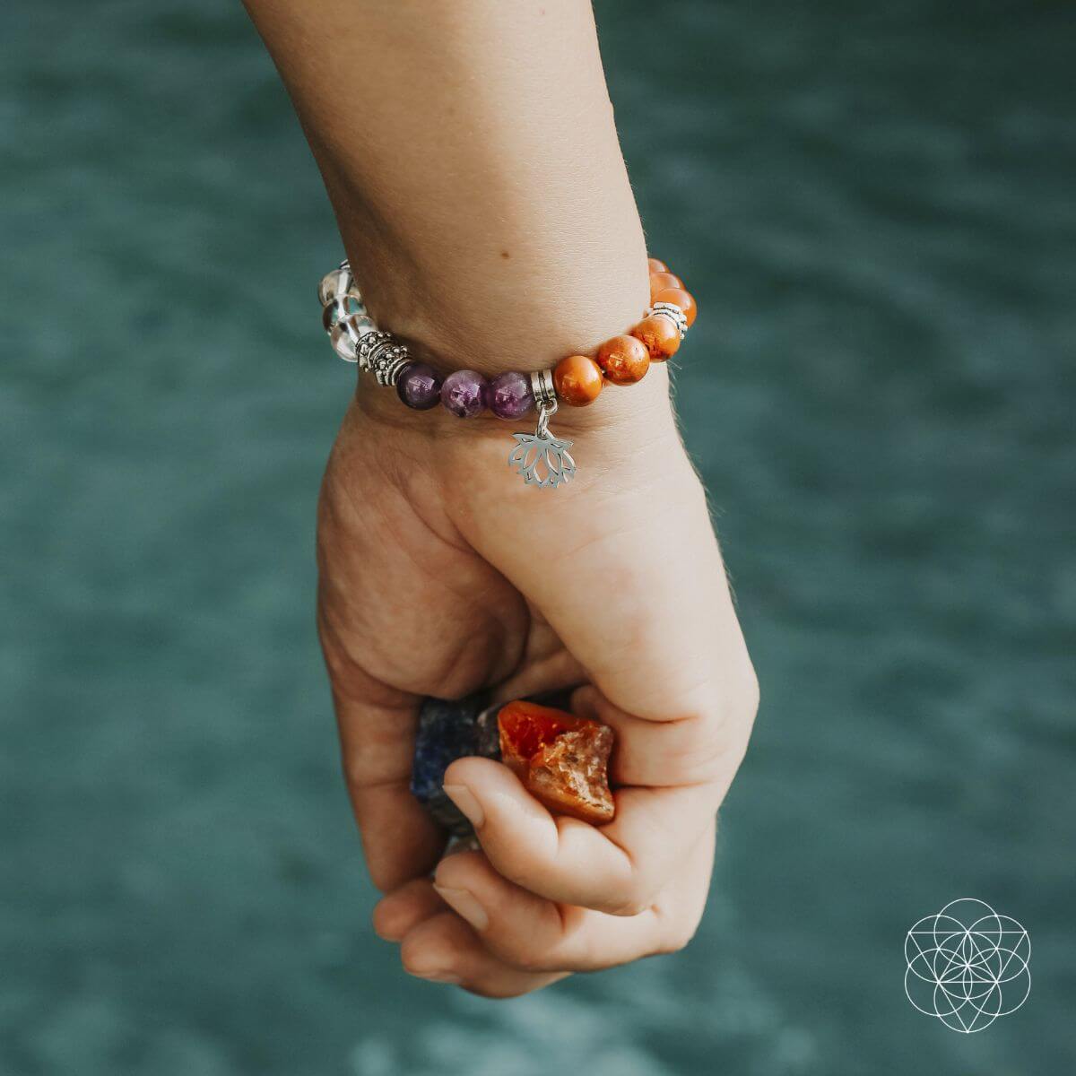 Conjunto de pulsera y piedras de 7 chakras