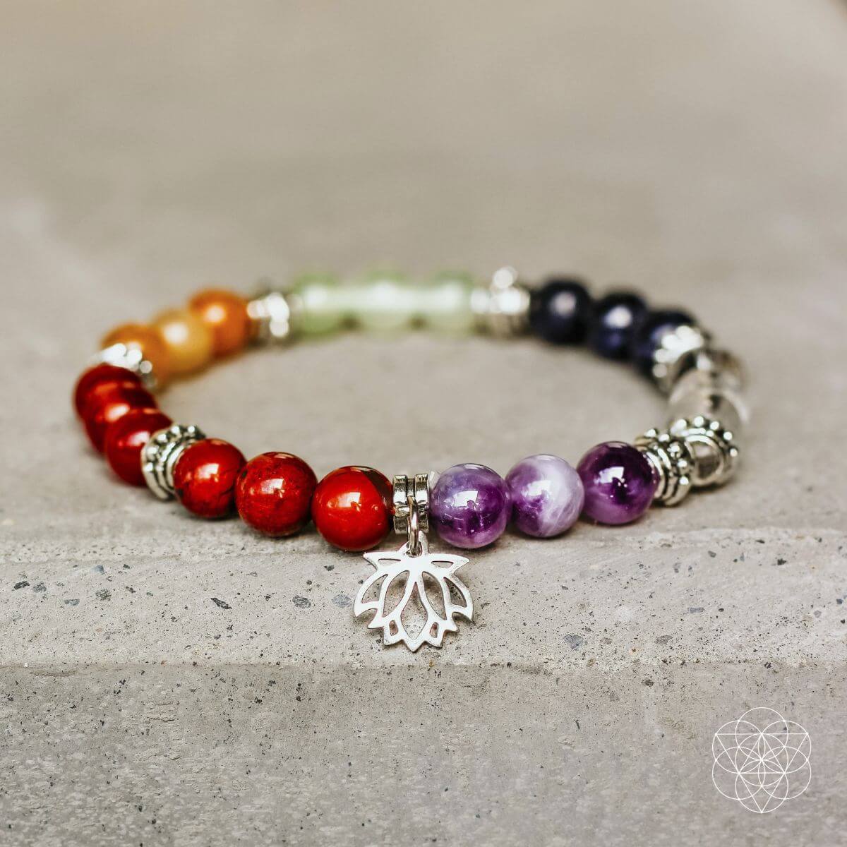 Conjunto de pulsera y piedras de 7 chakras