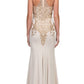 CLEARANCE - Eureka 7033 Embroidered Halter Mermaid Long Dress Racer Back (Size Small)