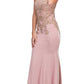 CLEARANCE - Eureka 7033 Embroidered Halter Mermaid Long Dress Racer Back (Size Small)