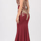 CLEARANCE - Eureka 7033 Embroidered Halter Mermaid Long Dress Racer Back (Size Small)