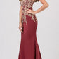 CLEARANCE - Eureka 7033 Embroidered Halter Mermaid Long Dress Racer Back (Size Small)