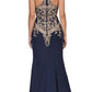 CLEARANCE - Eureka 7033 Embroidered Halter Mermaid Long Dress Racer Back (Size Small)