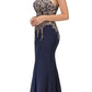 CLEARANCE - Eureka 7033 Embroidered Halter Mermaid Long Dress Racer Back (Size Small)