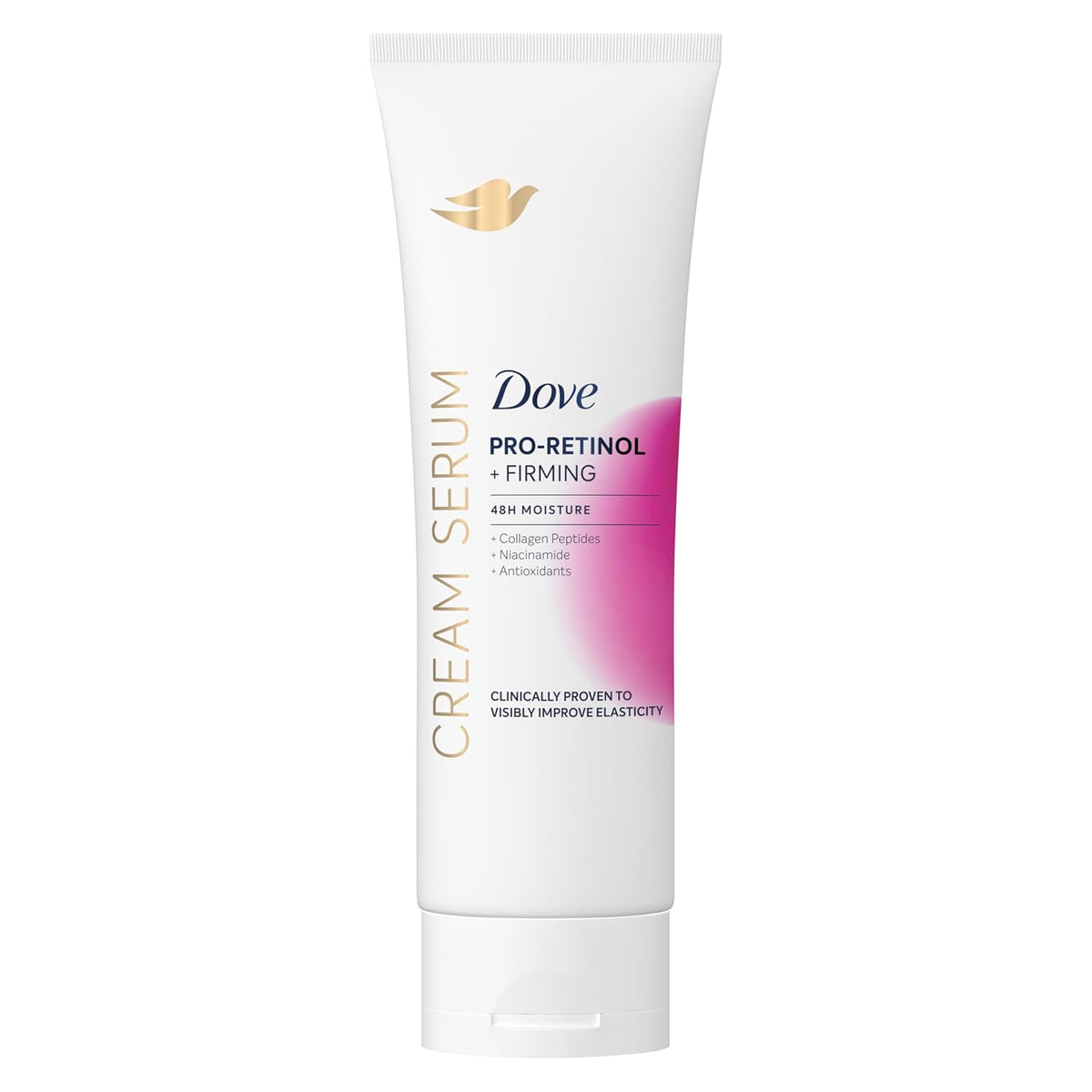 Loción Dove Crema Sérum Pro-Retinol + Reafirmante para Elasticidad y Firmeza, con Péptidos de Colágeno, Niacinamida y Antioxidantes, 8 oz