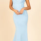 CLEARANCE - Eureka 7100 Lace Appliqued Bodice Long Dress Off-Shoulder (Size S)