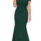 CLEARANCE - Eureka 7100 Lace Appliqued Bodice Long Dress Off-Shoulder (Size S)