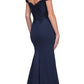 CLEARANCE - Eureka 7100 Lace Appliqued Bodice Long Dress Off-Shoulder (Size S)