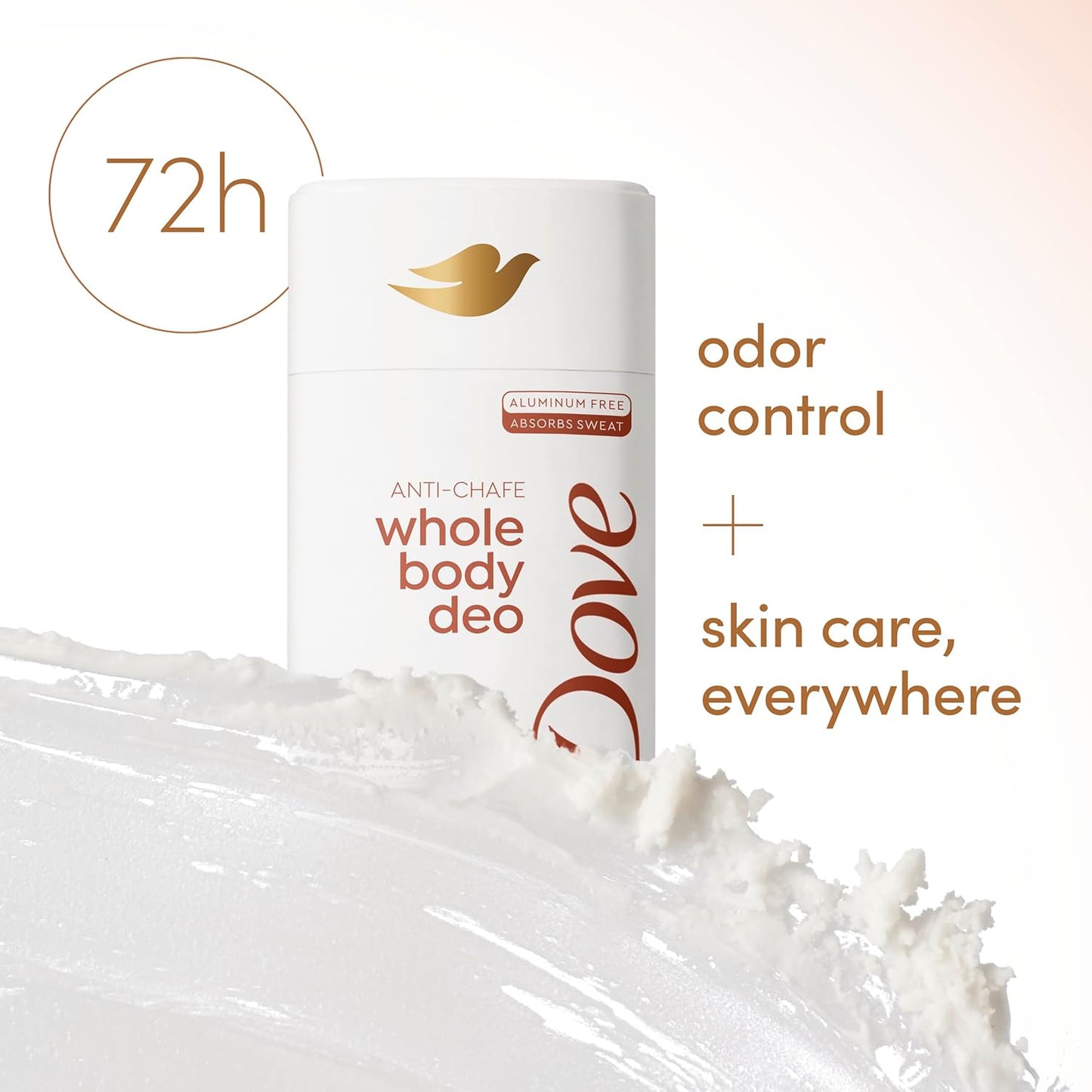 Desodorante en Barra Sin Aluminio y Anti-Rozaduras para Mujer Dove Cuidado Corporal Total Coco Vainilla 68 g