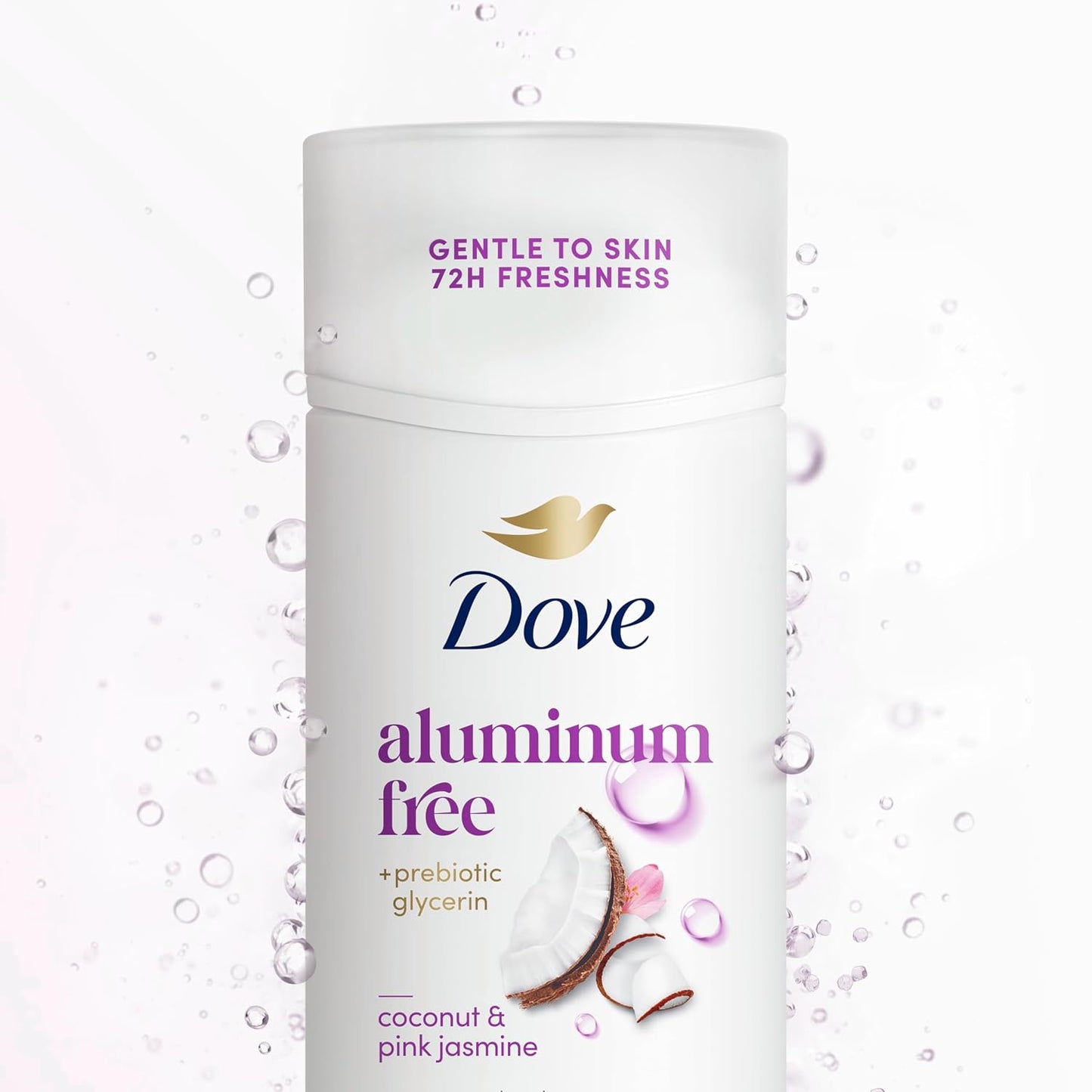 Desodorante en barra Dove para protección contra el mal olor durante 72 horas, coco y jazmín rosa, sin aluminio, 2.4 oz
