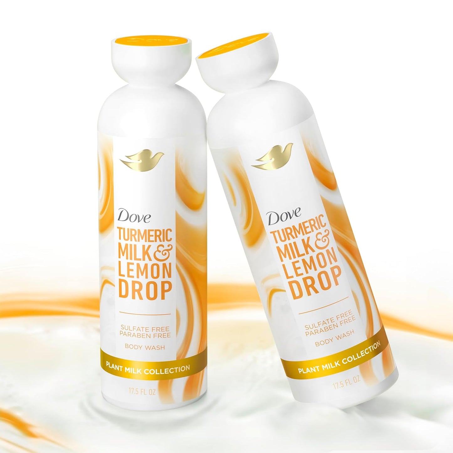 Dove Gel de Ducha Limpiador Leche Vegetal Cúrcuma y Limón para una Piel Hidratada Limpiador Suave, Sin Sulfatos ni Parabenos, pH equilibrado 517 ml