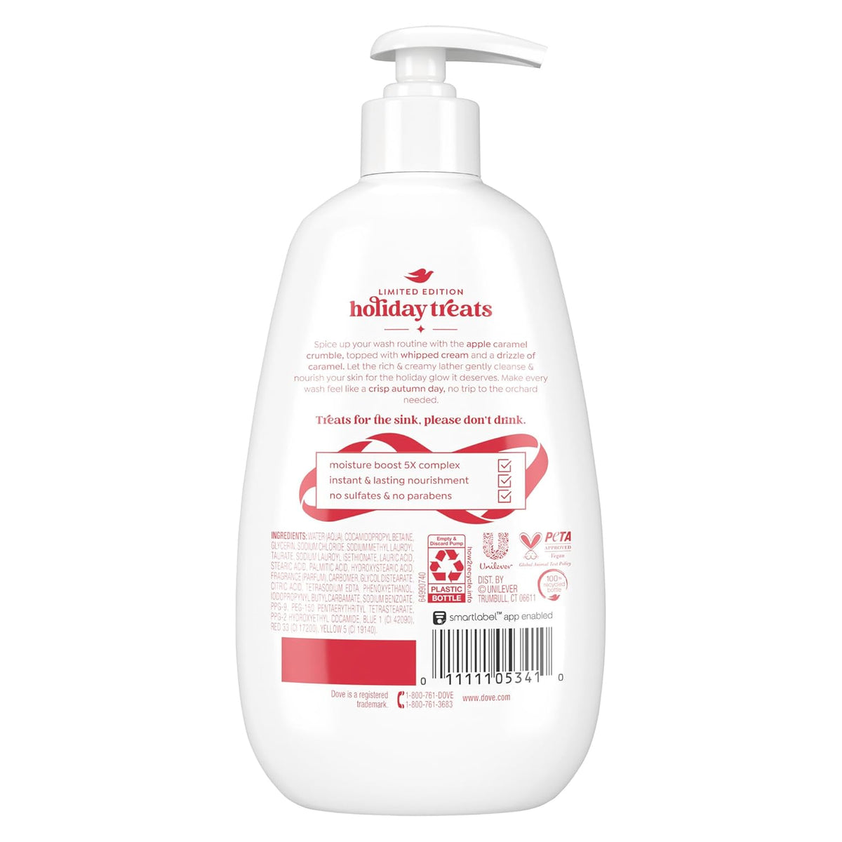 Dove Edición Limitada Dulces Festivos Jabón Líquido de Manos para Nutrición Profunda Manzana Caramelizada 12 oz