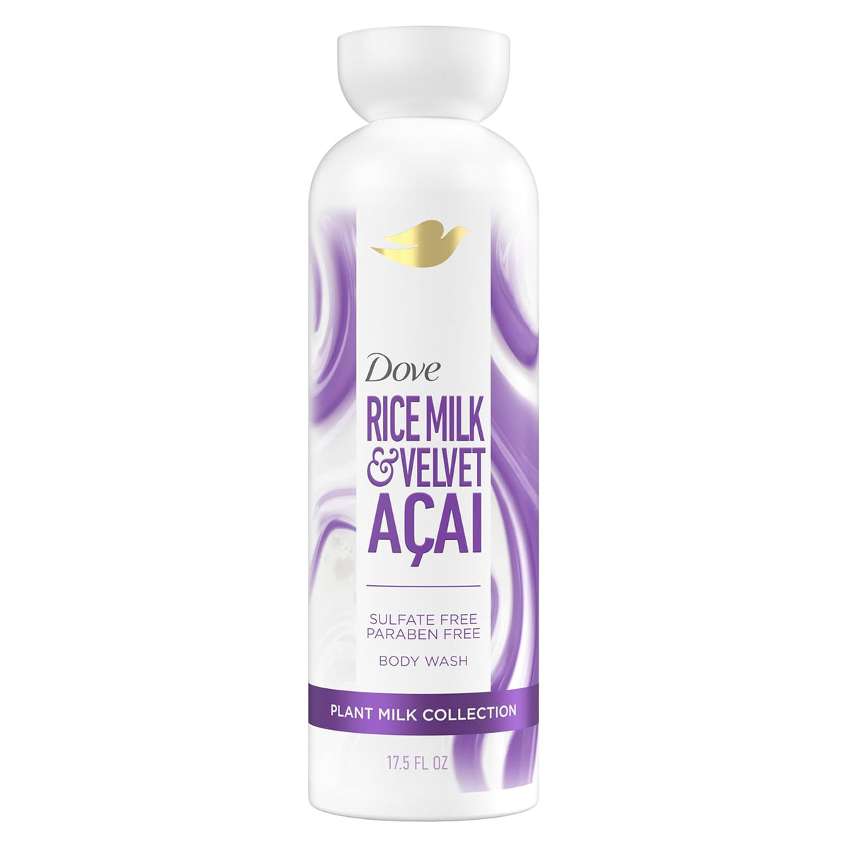Gel de baño limpiador Dove Plant Milk Açaí y leche de arroz para mujer para una piel humectada 17.5 fl oz