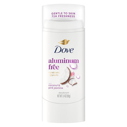 Desodorante en barra Dove para protección contra el mal olor durante 72 horas, coco y jazmín rosa, sin aluminio, 2.4 oz