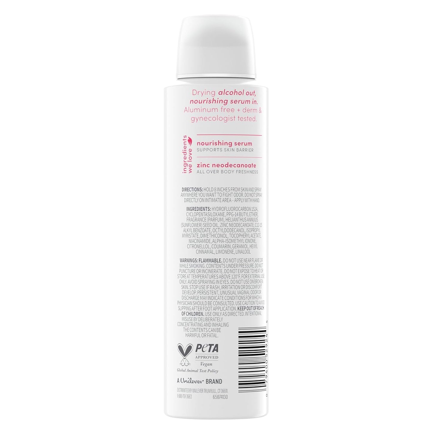 Desodorante en aerosol sin alcohol para mujer Dove Whole Body Deo Berry Blush, 4 oz