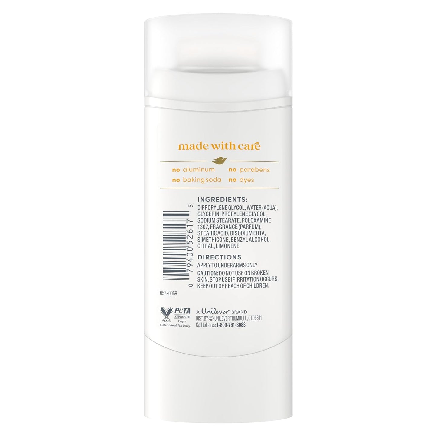 Desodorante en barra Dove Citrus Pop para 72 horas de protección contra el olor sin aluminio 2.4 oz