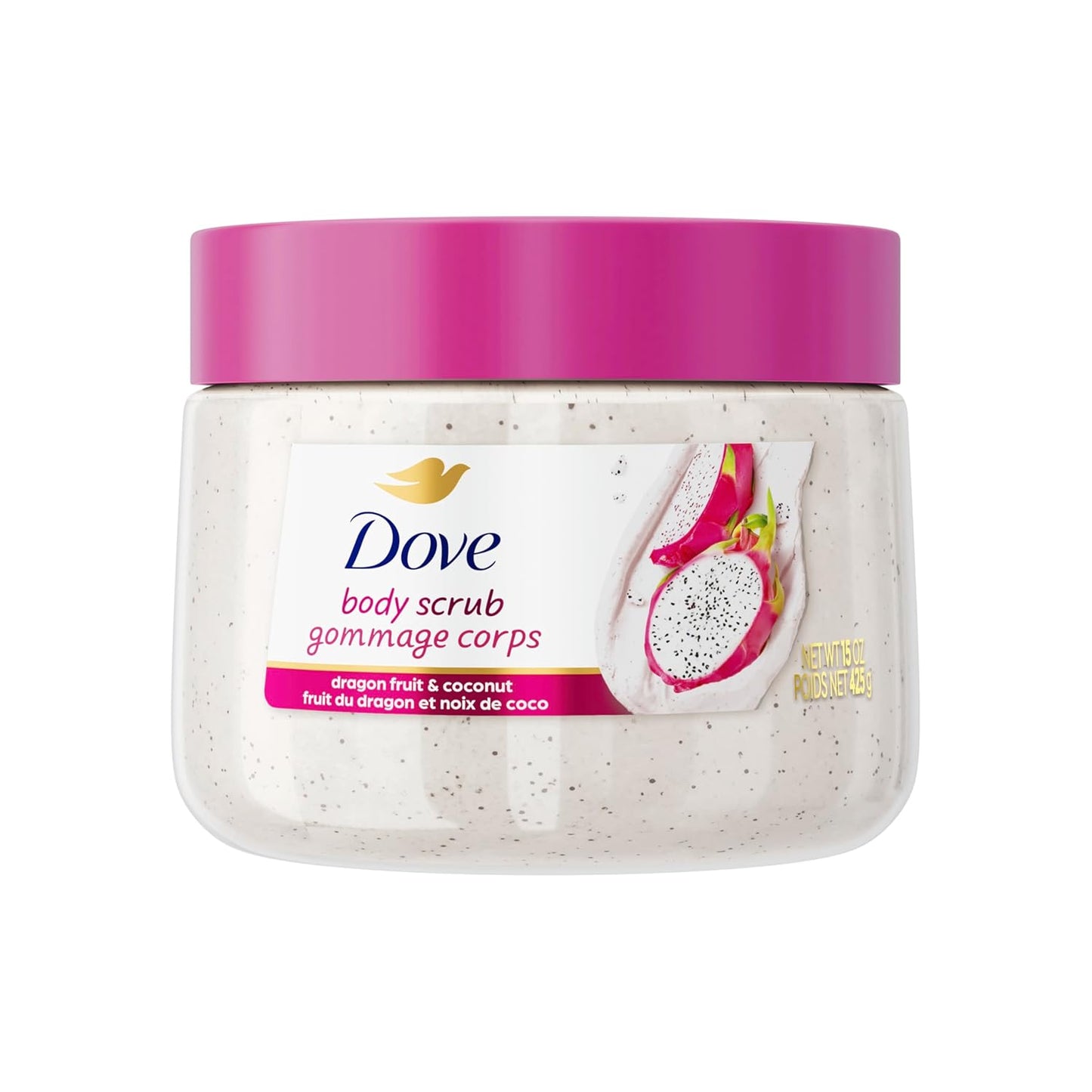 Exfoliante Corporal Dove con Pitahaya y Crema de Coco, Exfolia y Nutre Profundamente para una Piel Suave y Radiante 425 g