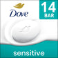 Dove Beauty Bar Más humectante que el jabón en barra para una piel más suave, sin fragancia, barra de belleza hipoalergénica para piel sensible con limpiador suave 3.75 oz 14 barras