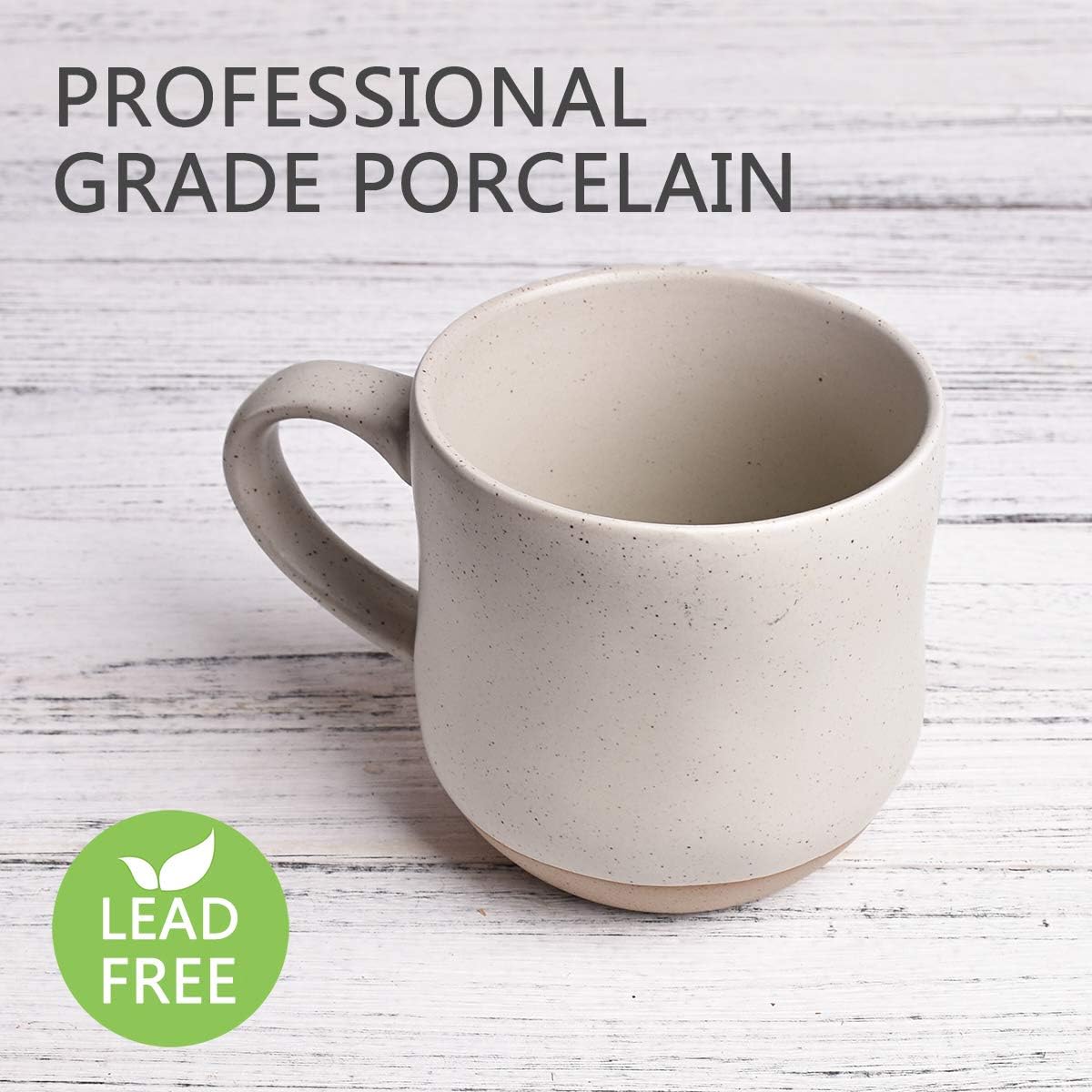 Bosmarlin Tazas Grandes de Cerámica de Gres con Salpicaduras, Juego de 2, Tazas Grandes de Té de Cerámica, 500 ml, Apto para Lavavajillas y Microondas (Blanco, 2)