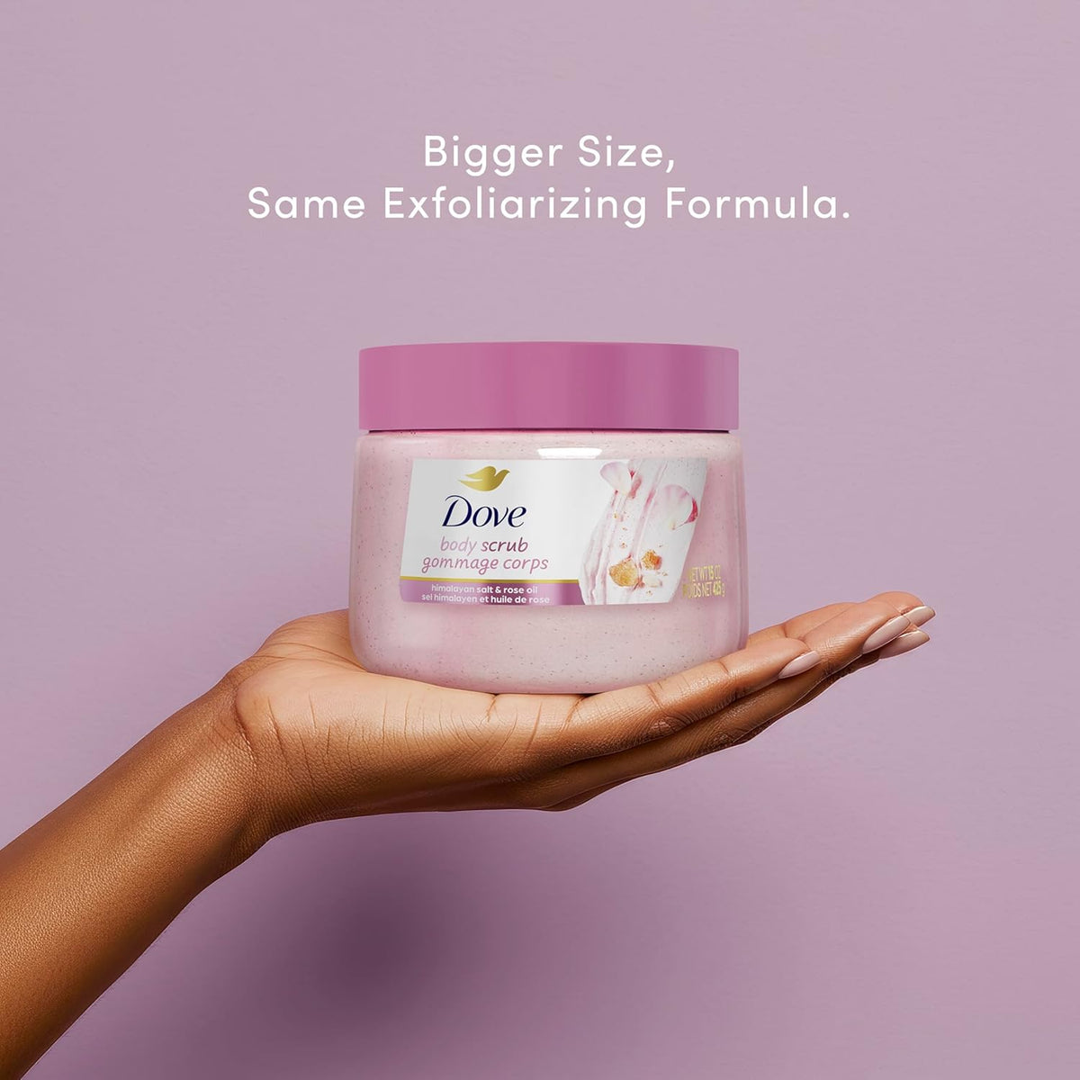 Exfoliante Corporal Dove Sal Rosa del Himalaya y Aceite de Rosa Exfolia y Nutre Profundamente para una Piel Suave y Radiante 425 g