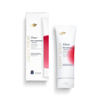 Dove Body Cream Serum Pro-Ceramide + Repair for Rough, Extremely Dry Skin, with Hyaluronic Acid, Niacinamide and Natural Moisturizing Factors Lotion, 8 oz