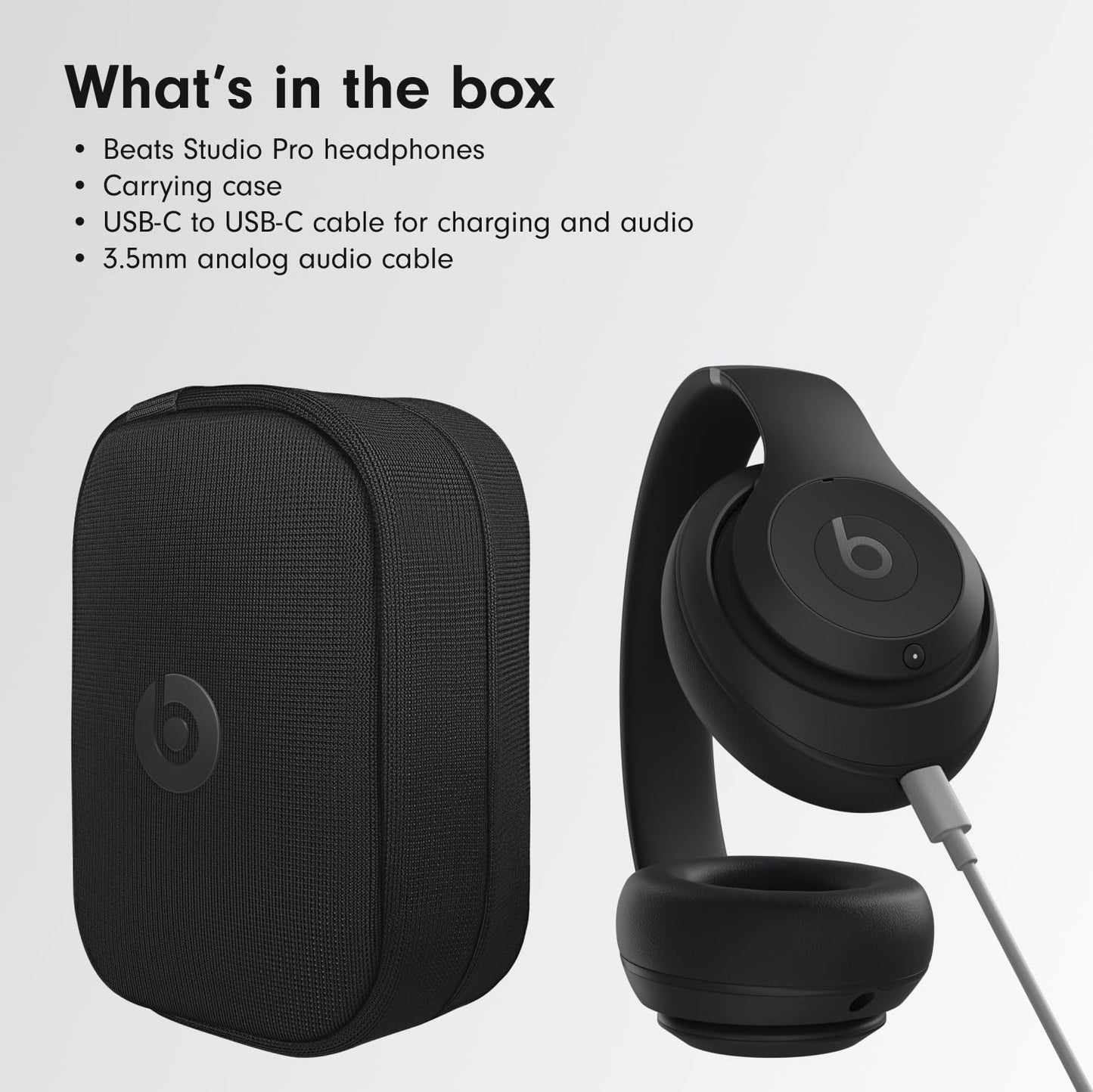 Auriculares inalámbricos supraaurales premium Beats Studio Pro - Hasta 40 horas de batería, cancelación activa de ruido, ideales para viajar y trasladarse, audio USB-C sin pérdidas, compatibles con Apple y Android - Negro (reacondicionado)