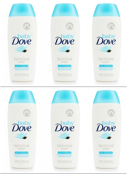 Baby Dove Body Wash Tip To Toe Sensitive Moisture 1.8 Oz Travel Size (Pack Of 6)