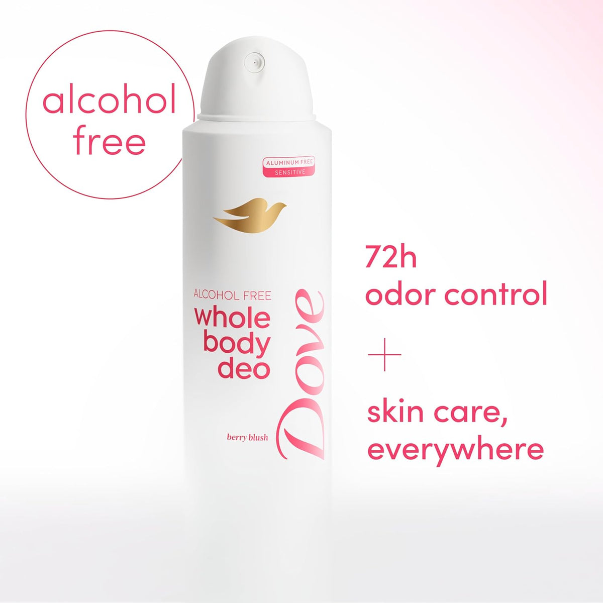 Desodorante en aerosol sin alcohol para mujer Dove Whole Body Deo Berry Blush, 4 oz