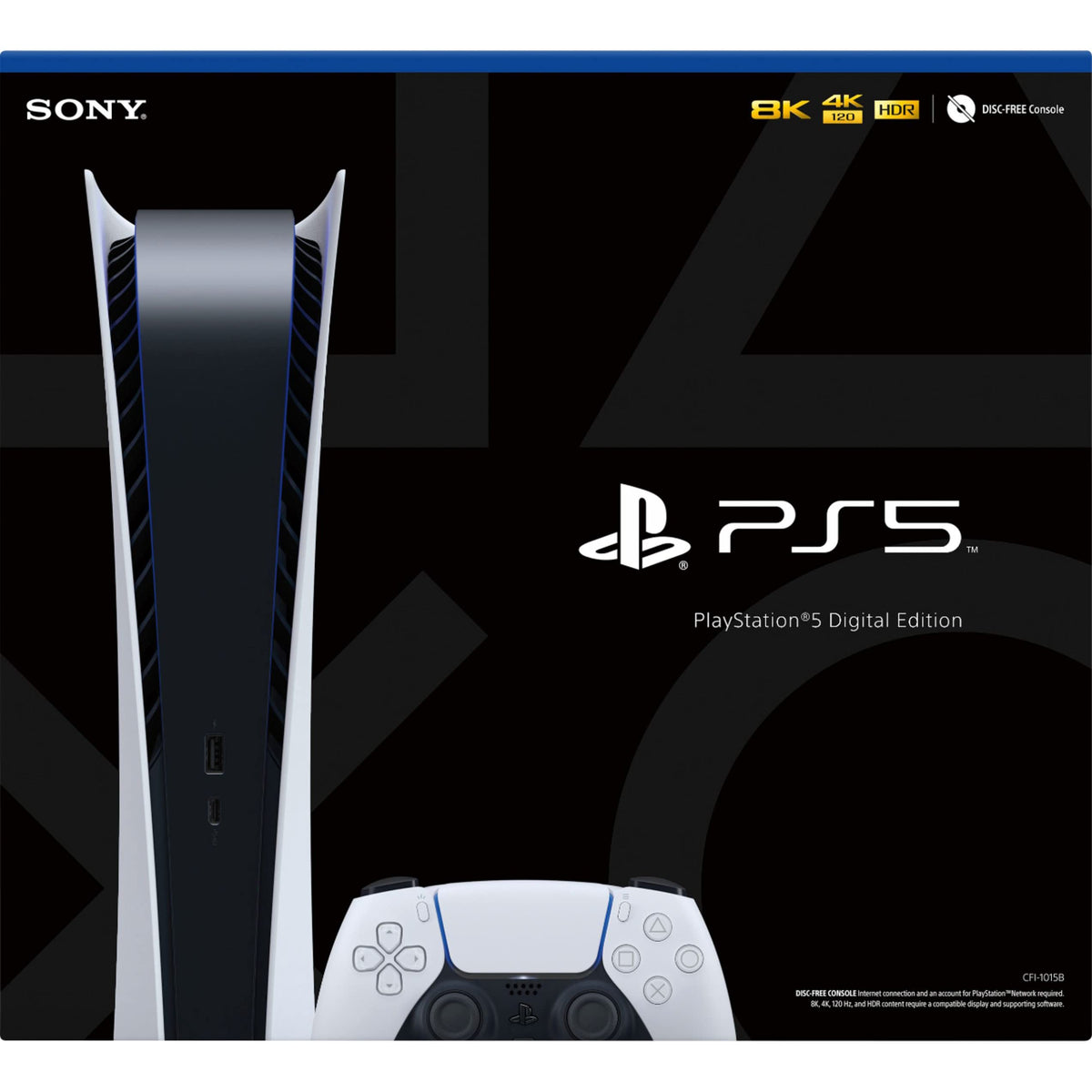 PS5 - Sony PlayStation 5 Digital Edition Gaming Console + Wireless Controller - 16GB GDDR6 RAM, 825GB SSD, 120Hz 8K Output, White (Used - Like New)