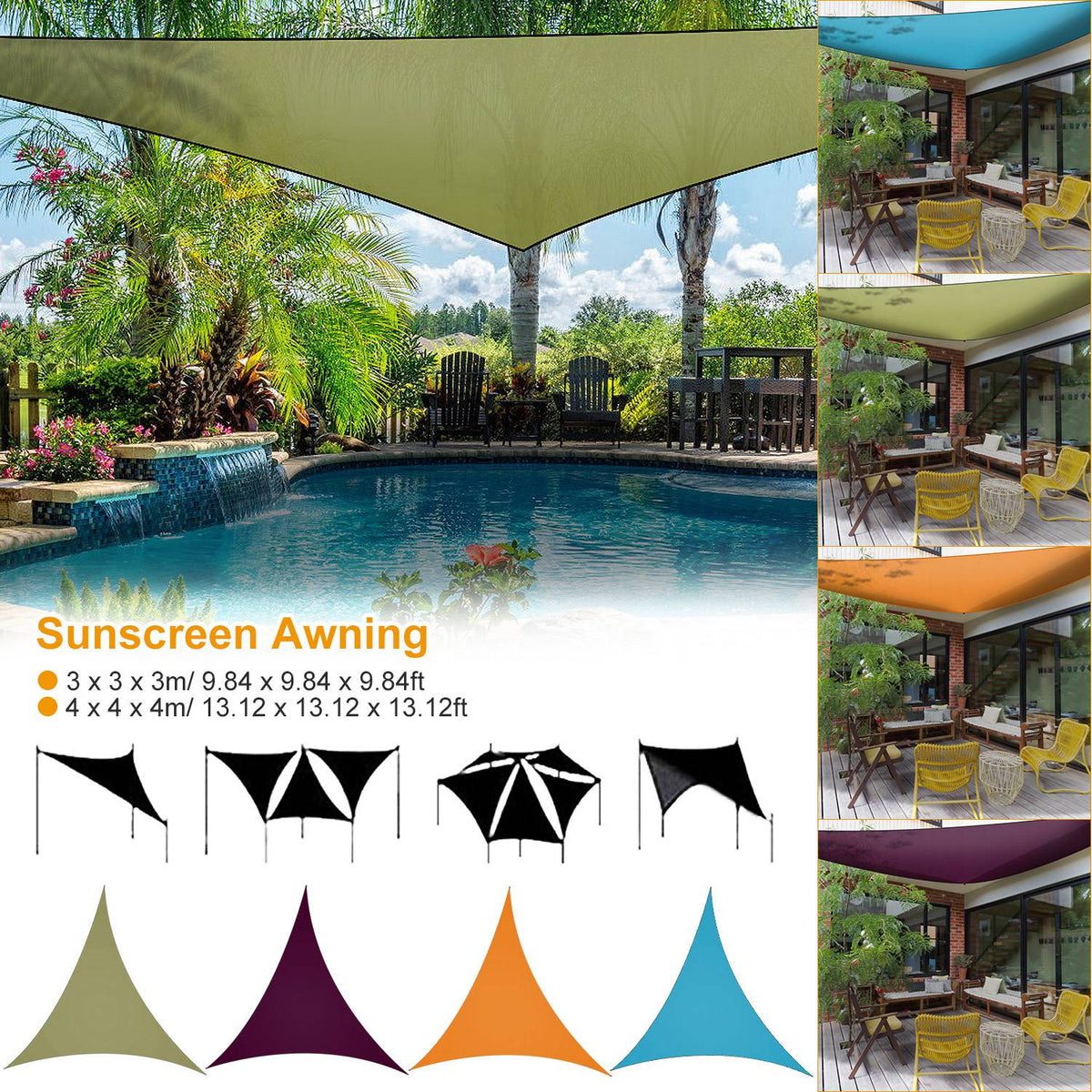 Toldo de Vela para Patio, Toldo de Sombra, Toldo de Camping, Vela de Toldos, Refugio Solar, Cubierta Triangular para Patio de Juegos de Guardería al Aire Libre