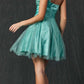 Juliet 733 One Shoulder Short Dress Sparkly Sequins Glitter Tulle Skirt