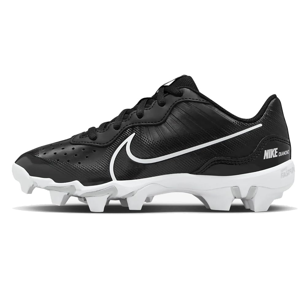 Tacos de béisbol de goma Nike Alpha Huarache 4 Keystone para niño Talla 5.5 Negro | Blanco