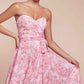 Ladivine 7443 Dress Strapless A-Line Floral Satin Dress