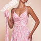 Ladivine 7444 Dress A-Line Soft Satin Print Dress